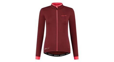 Maillot manches longues velo rogelli essential - femme - bordeaux/corail