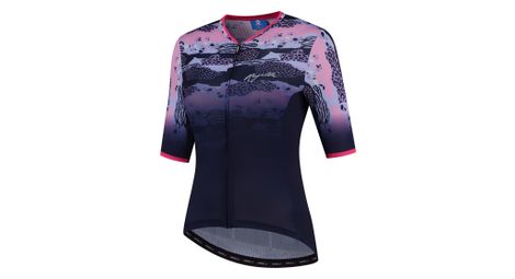 Maillot manches courtes velo rogelli animal - femme - bleu/rose