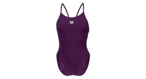Vrouwelijk 1-delig zwempak arena lace back solid violet