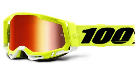 100% racecraft 2 goggle | fluorescent yellow black | mirror red lenses