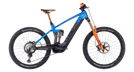 Cube stereo hybrid 160 hpc actionteam 750 27.5 electric full suspension mtb shimano xt 12s 750 wh 27.5'' blauw grijs actionteam 2023