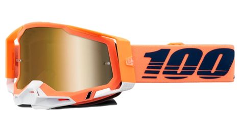 100% racecraft 2 coral orange goggle | gold mirror lenses