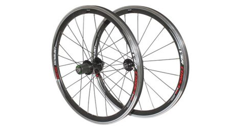 Roues route 22  a blocage cassette 10-9-8v. p2r noir double paroi (avant + arriere) 470-23