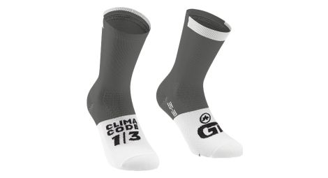 Assos gt c2 unisex socken grau/weiß 35-38