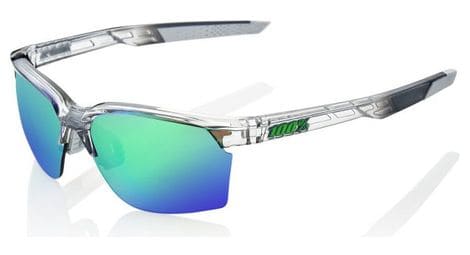 100% sportcoupe sunglasses - polished translucent crystal grey - mirror green