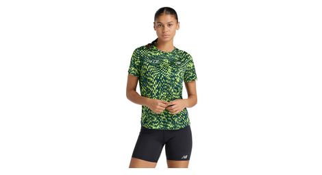 Camiseta de manga corta New Balance London Edition RC Essential Printed amarilla/verde para mujer