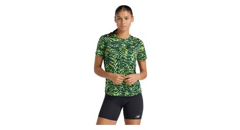 New Balance London Edition RC Essential Printed Kurzarm-Shirt Gelb/Grün für Damen