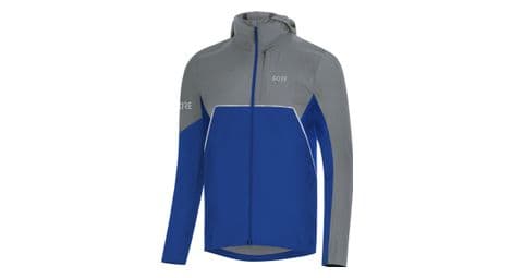 Veste a capuche running gore wear r7 partial gore tex infinium gris bleu