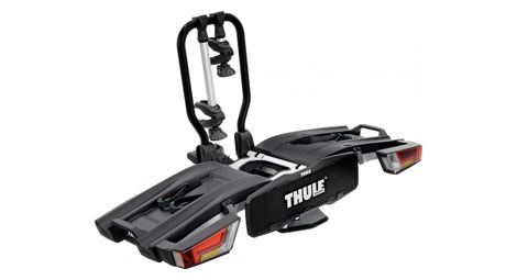 Portabicicletas thule easyfold xt f fix4bike con barra de remolque de 13 pines - 2 bicicletas (compatible con bicicletas eléctricas) negro plateado