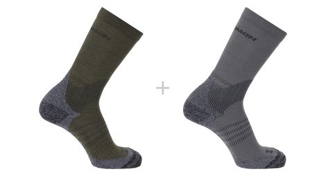Chaussettes Salomon X Ultra Access Crew Kaki/Gris (2 paires)
