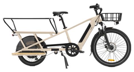 Btwin longtail bicicleta de carga eléctrica r500e microshift 8v 26/20'' 672 wh beige