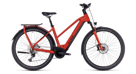 Cube kathmandu hybrid exc 750 trapezio bicicletta elettrica da città shimano deore 12s 750 wh 700 mm rosso 2023