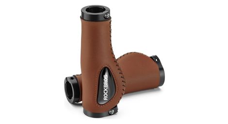 Paire de poignées de vélo de vtt antidérapantes et anti-chocs - marron