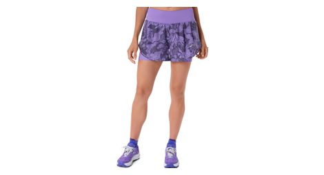 Asics Road All Over Print 3,5 inch 2-in-1 korte broek voor dames, paars