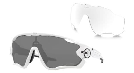 Lunettes oakley jawbreaker blanc mat - verres prizm black + verres clear inclus / réf : oo9290-76