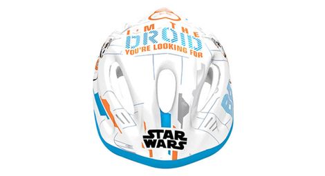 Casque velo enfant disney v2 starwars blanc-bleu-orange avec molette reglage taille 54-58 (vendu sur carte)