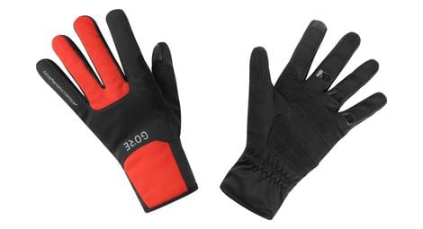 Gore wear m long gloves gore windstopper thermo red/black