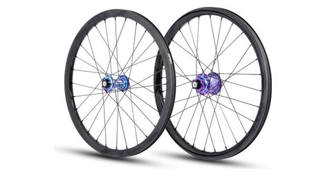 Paire de Roues Carbone Expert Pride Wave Matrix Splash 10mm Bleu Violet