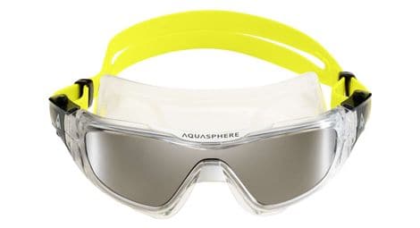 Lunettes de bain aquasphere vista pro transparent noir jaune verres mirroir argente