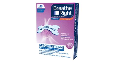 Doos met 10 breath right sensitive nasal strips medium size