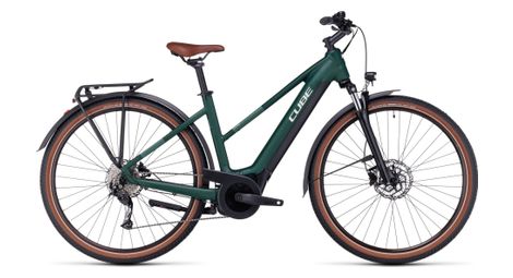 Cube touring hybrid one 500 trapeze elektrische hybride fiets shimano alivio 9s 500 wh 700 mm donkergroen 2023