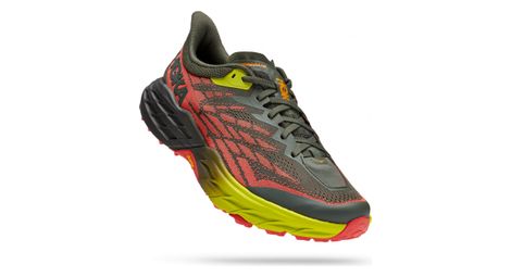 Chaussures Trail Running Hoka Speedgoat 5 Large Khaki Rouge