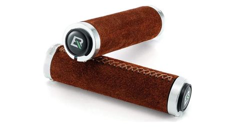 Paire de poignées de guidon de vélo en cuir véritable marron