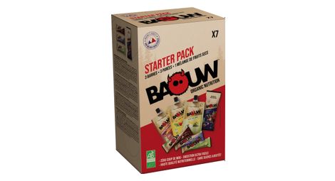 Starter pack baouw 3 barres energetiques 3 purees energetiques 1 melange de fruits secs