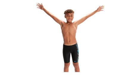 Speedo hyperboom panel jammer badeanzug für kinder schwarz blau 11/12 jahre