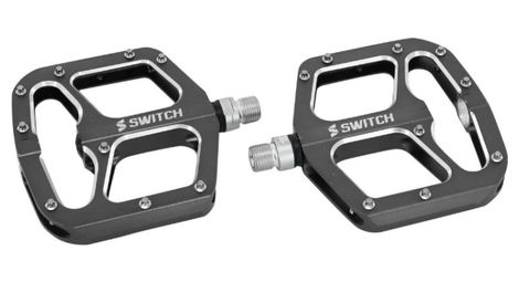Pedale vtt descente - bmx switch gap argent alu filetage 9-16 avec picots argent (paire)