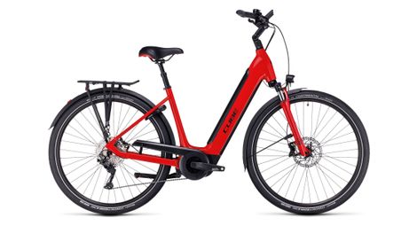 Cube supreme sport hybrid pro 500 easy entry bicicletta elettrica da città shimano deore 10s 500 wh 700 mm rosso 2023