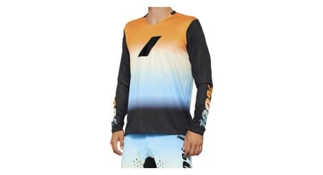 Maillot manches longues 100 r core x sunset bleu orange