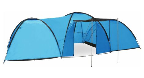 Vidaxl tente igloo de camping 650x240x190 cm 8 personnes bleu