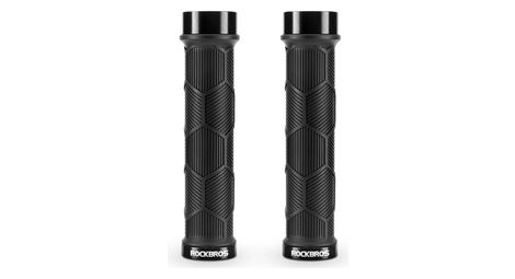 Paire de poignées de vélo avec embouts réfléchissants - Noir