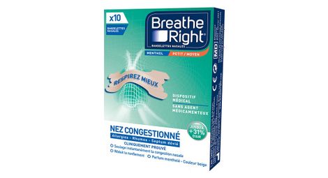 Doos met 10 breath right menthol nose tapes (medium size)