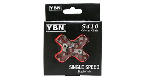 Chaine velo 1 3v ybn s410 rouge peint 112 maillons fixie singlespeed