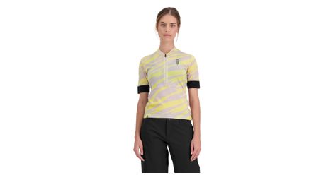 Maillot manches courtes femme mons royale cadence merino half zip jaune