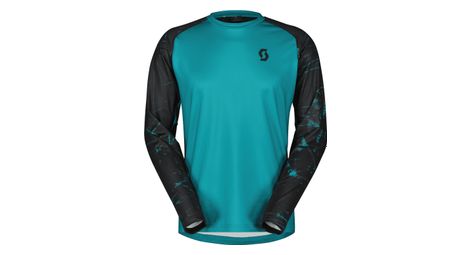Camiseta de manga larga scott trail storm para hombre turquesa/negro
