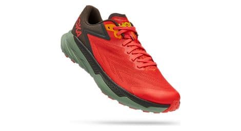 Hoka zinal trail running shoes red khaki