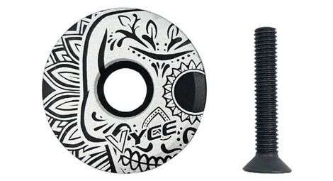 Bouchon de potence en alliage d'aluminium ultra-léger - blanc à motifs skull