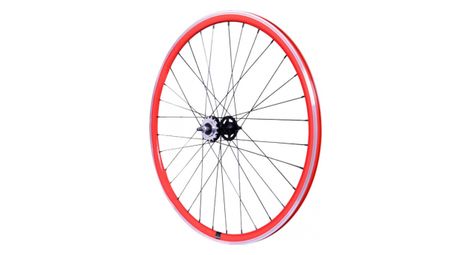 Roue route - fixie - piste p2r 30mm rouge arriere double filetage avec pignon 16dts