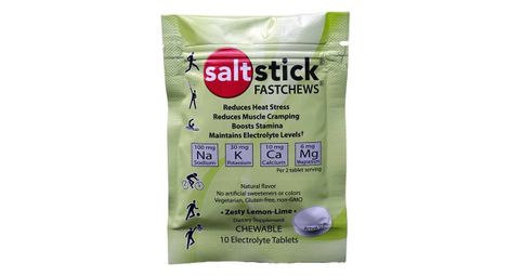 Pastilles electrolyte à croquer saltstick fastchew - saveur citron - 10 pastilles