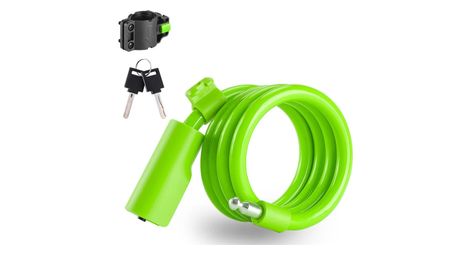 Antivol de vélo  câble acier antivol extensible 115cm - vert