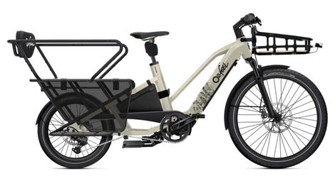 Longtail electric cargo bike o2 feel equo adventure 5.1 mid shimano cues 9v 835 wh 20/26'' beige pack family