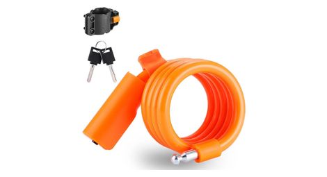 Antivol de vélo  câble acier antivol extensible 115cm - orange