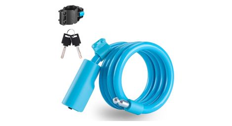 Antivol de vélo  câble acier antivol extensible 115cm - bleu