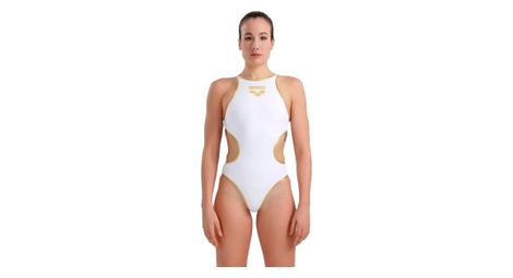 Maillot de bain 1 pièce femme arena one big logo blanc or