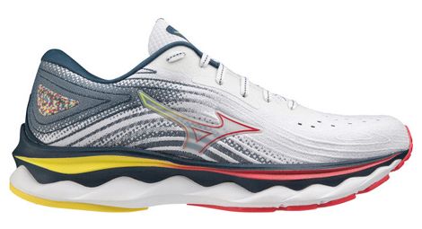 Chaussures de Running Mizuno Wave Sky 6 Blanc Rouge Jaune Femme