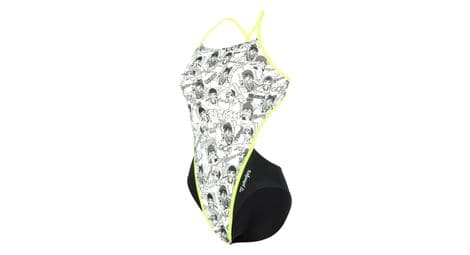 Maillot de bain 1-pièce femme michael phelps manga open back blanc / noir