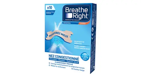 Doos met 10 breath right original neusstrips (grote maat)